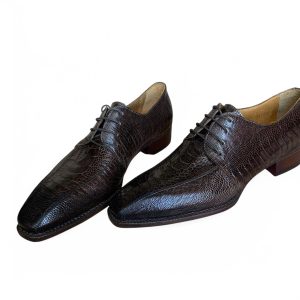 Giày nam da chân đà điểu nâu handmade goodyear - GNGYD011D