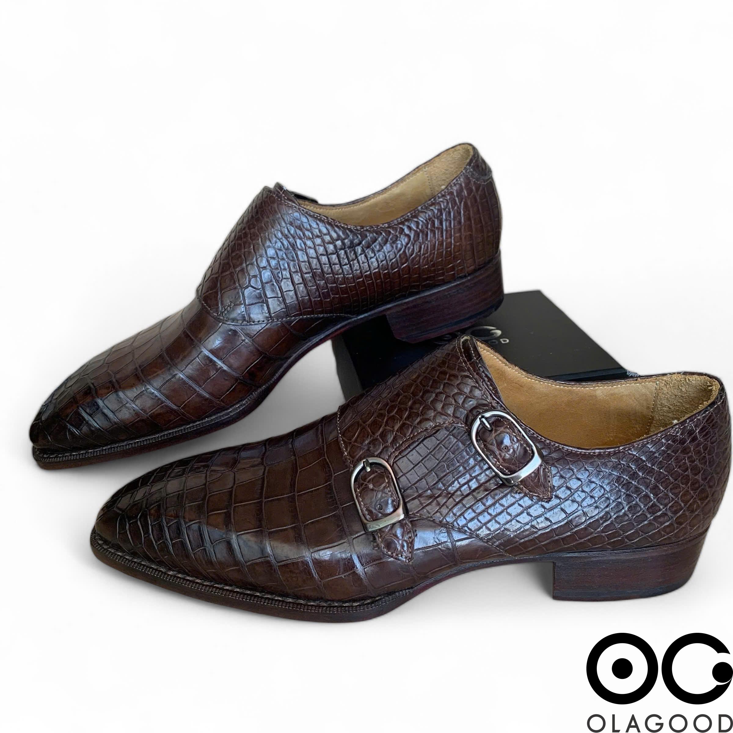 Giày nam cá sấu nâu goodyear handmade - GNGYK011S - Hình ảnh 7