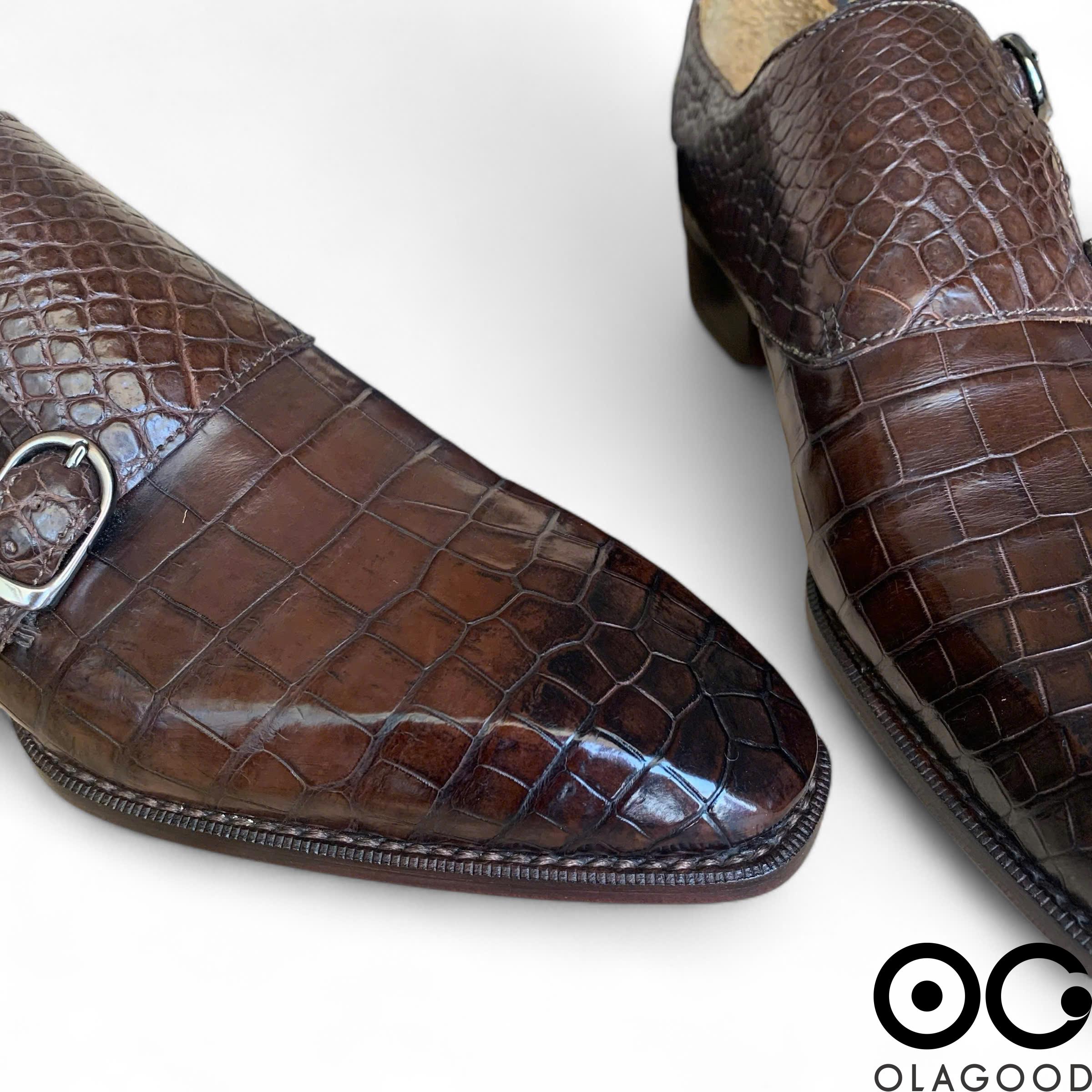 Giày nam cá sấu nâu goodyear handmade - GNGYK011S - Hình ảnh 8