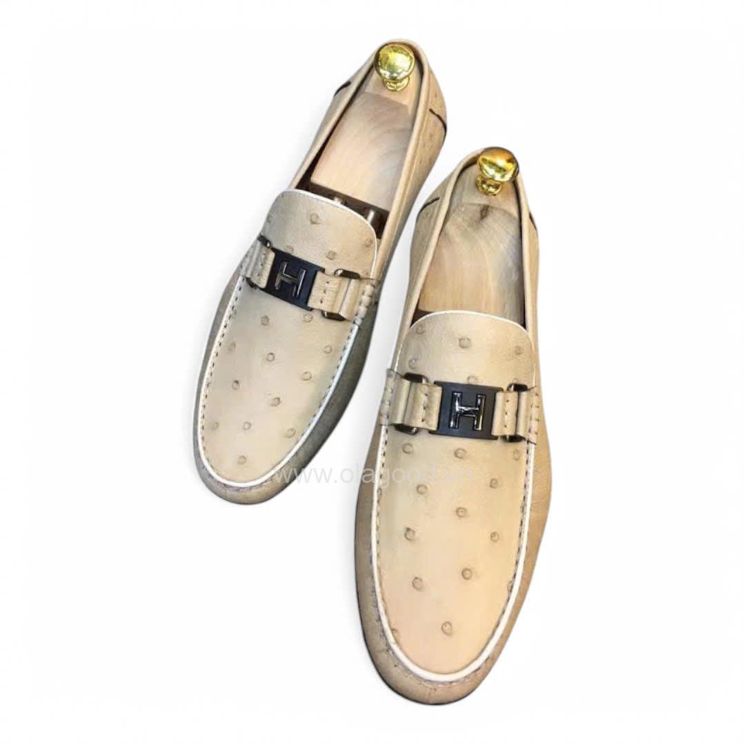 Giày Lười Da Đà Điểu Nam Nhập Khẩu - GTNDSL012MD - Hình ảnh 4