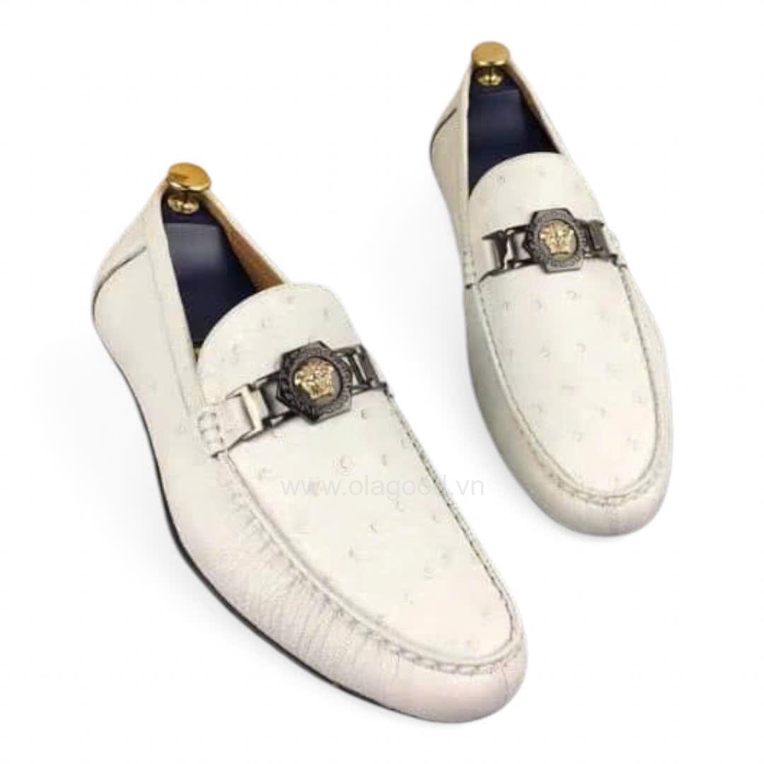 Giày nam da đà điểu màu trắng - GTDSL013MD - Hình ảnh 3