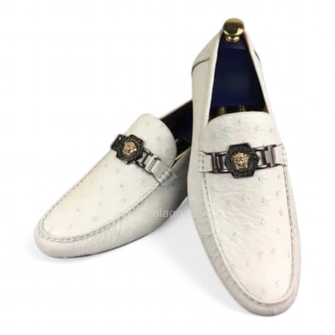 Giày nam da đà điểu màu trắng - GTDSL013MD - Hình ảnh 4