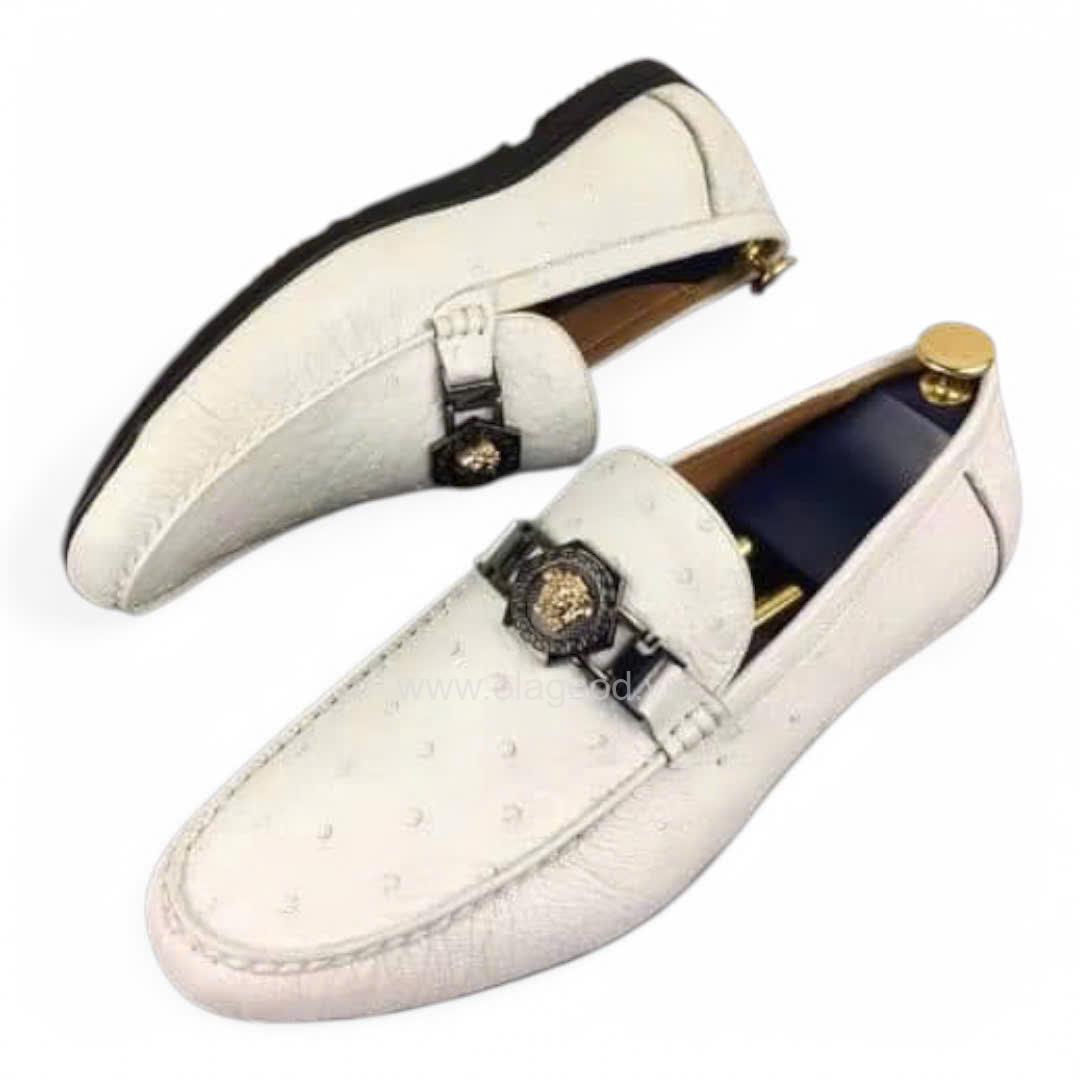 Giày nam da đà điểu màu trắng - GTDSL013MD - Hình ảnh 6