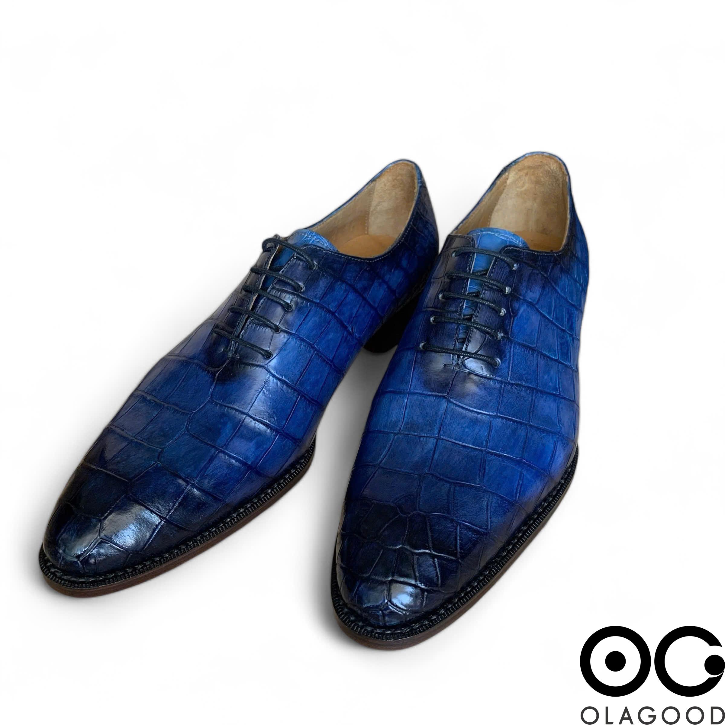 Giày nam cá sấu xanh goodyear handmade - GXGYD013S