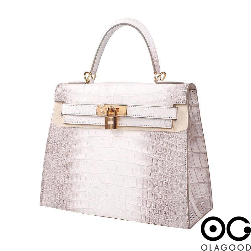 Túi xách nữ da cá sấu màu trắng Himalaya - TXTKLT0231S