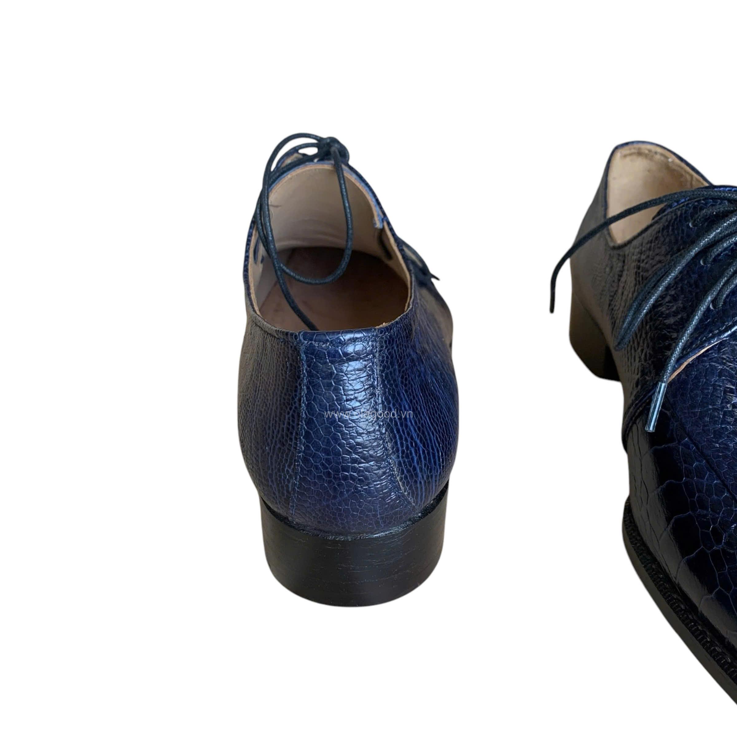 Giày nam da chân đà điểu xanh Navi goodyear handmade– GNGYX012D - Hình ảnh 14