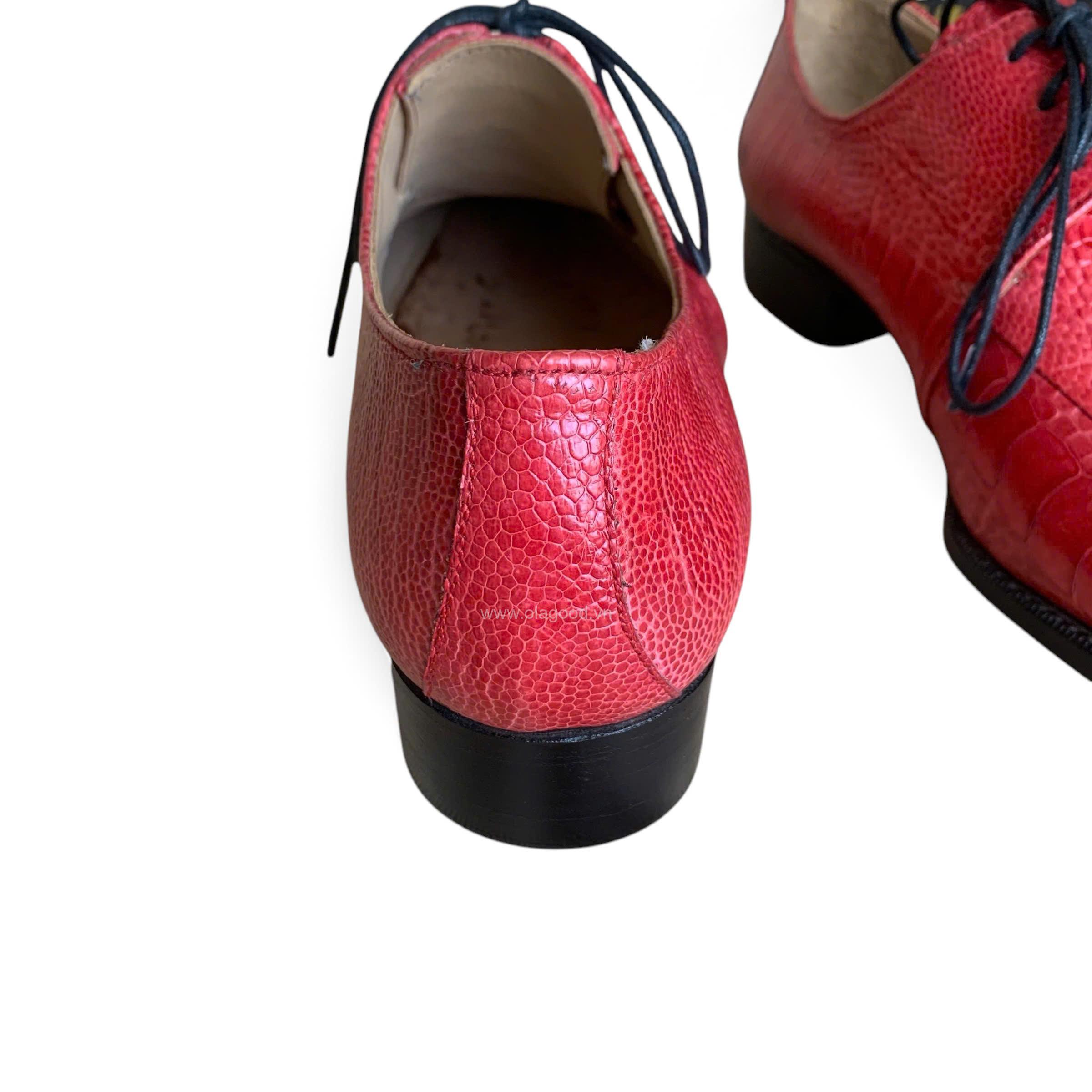 Giày nam da chân đà điểu màu đỏ goodyear handmade– GNGYD013D - Hình ảnh 13