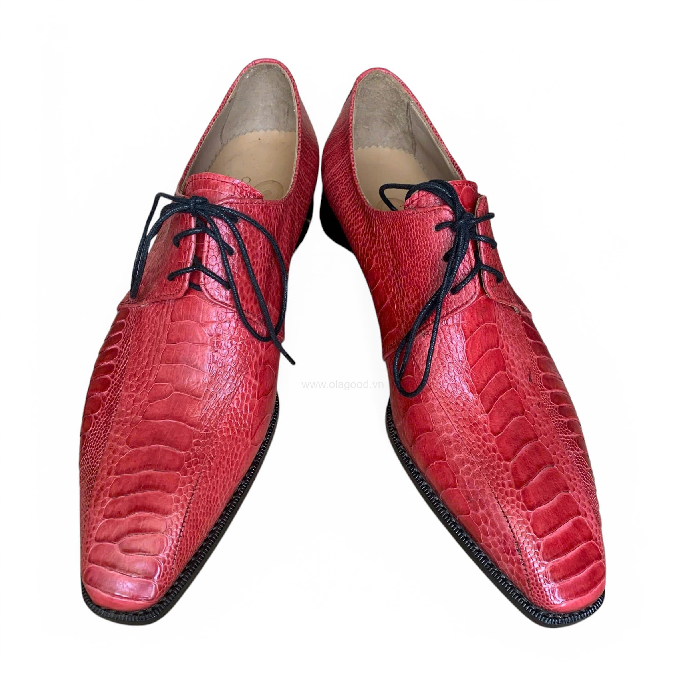 Giày nam da chân đà điểu màu đỏ goodyear handmade– GNGYD013D - Hình ảnh 3