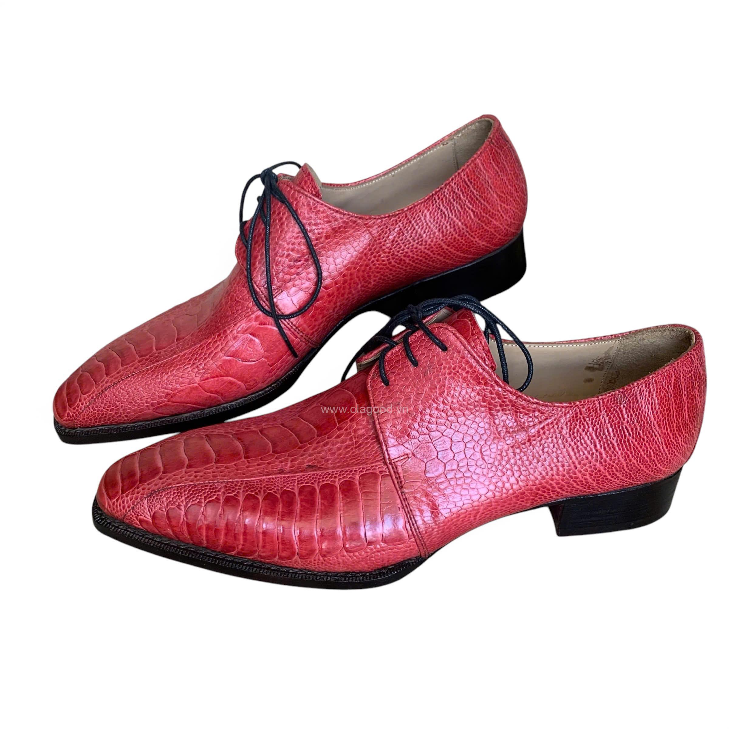 Giày nam da chân đà điểu màu đỏ goodyear handmade– GNGYD013D - Hình ảnh 5