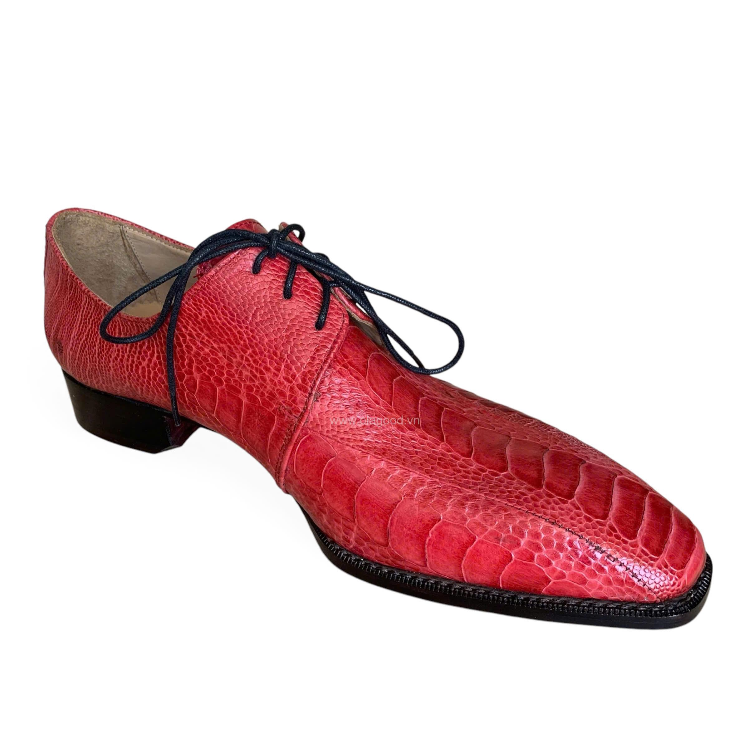 Giày nam da chân đà điểu màu đỏ goodyear handmade– GNGYD013D - Hình ảnh 6