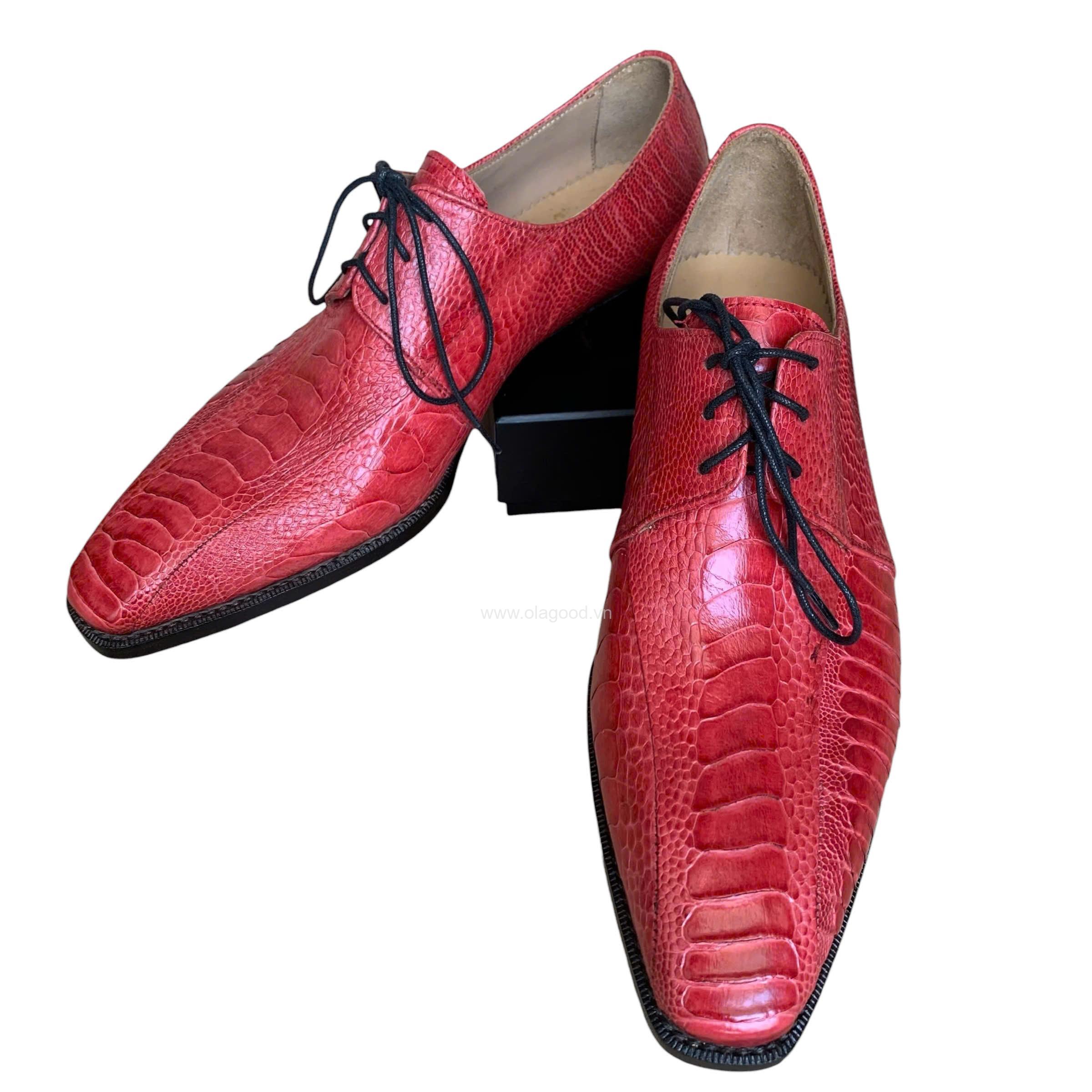 Giày nam da chân đà điểu màu đỏ goodyear handmade– GNGYD013D - Hình ảnh 7