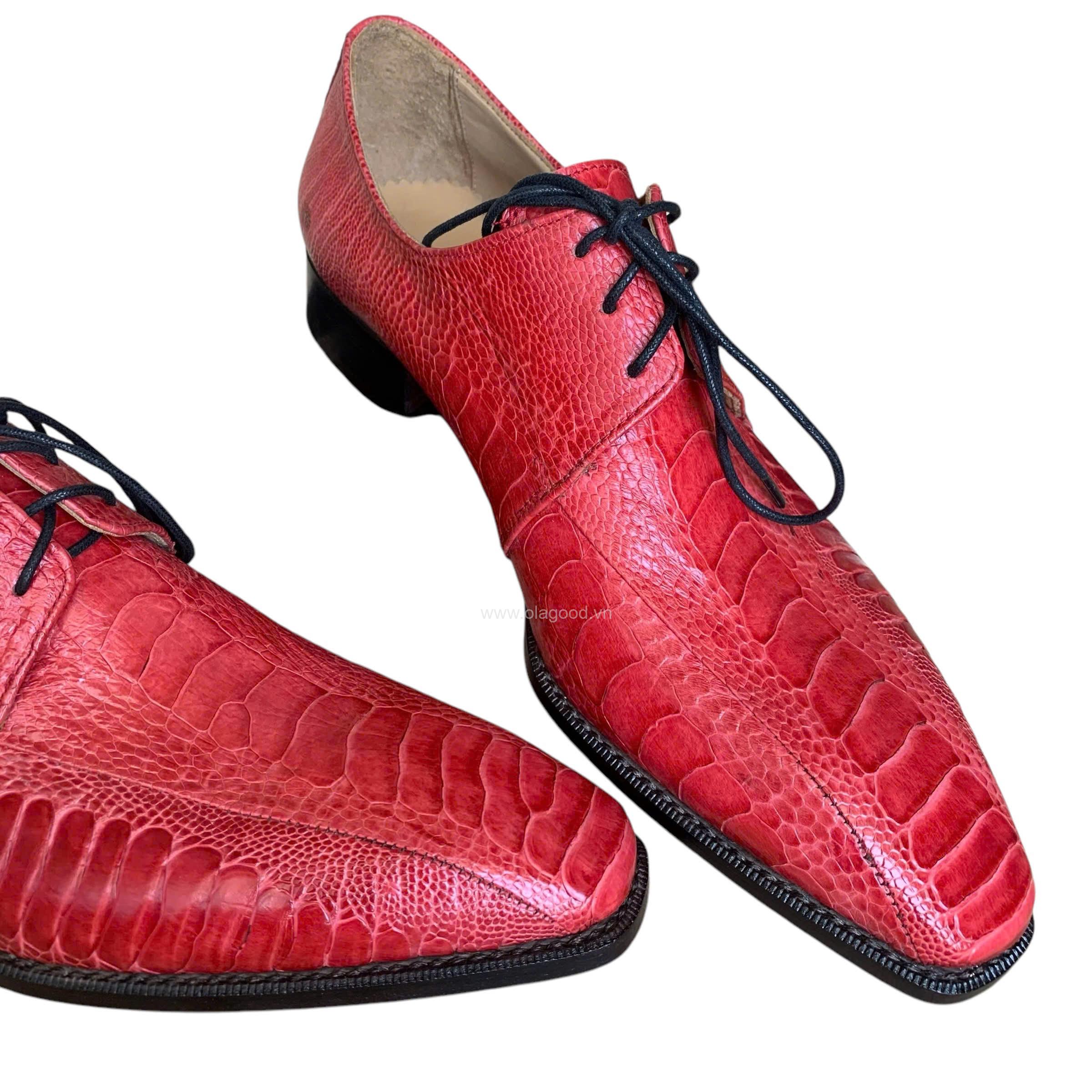 Giày nam da chân đà điểu màu đỏ goodyear handmade– GNGYD013D - Hình ảnh 10