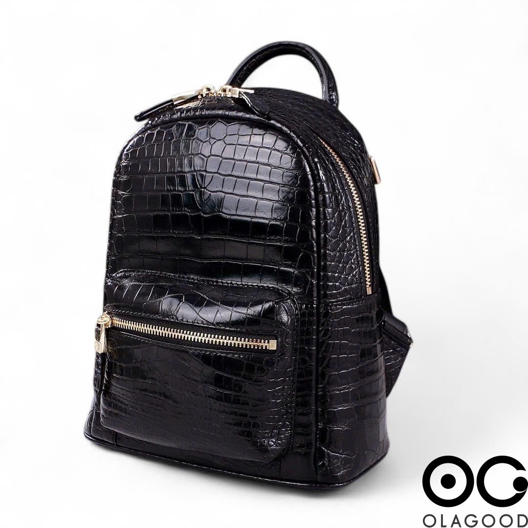 Ba lo nữ da cá sấu cao cấp màu đen - BLD0235S - Hình ảnh 3