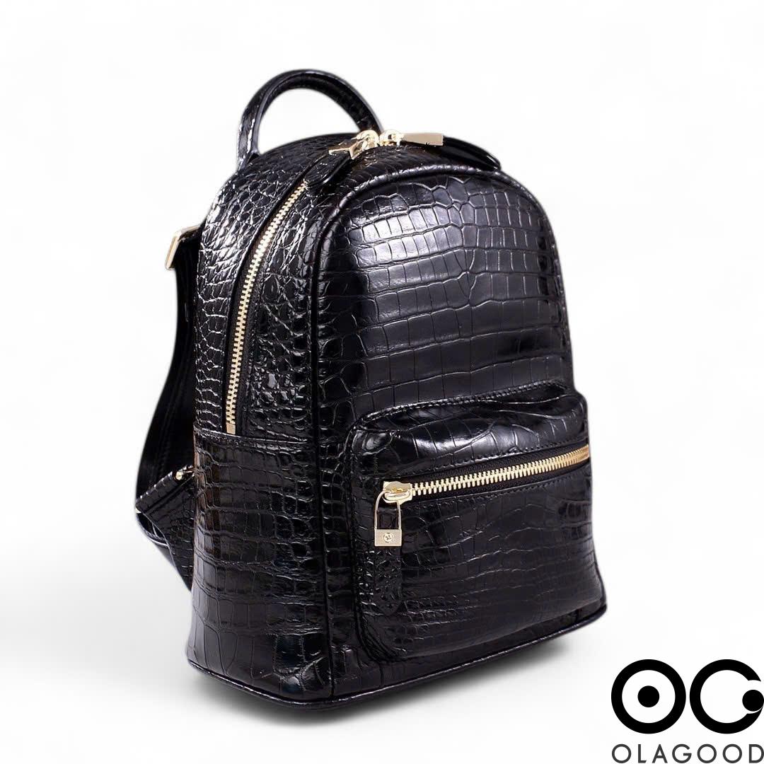 Ba lo nữ da cá sấu cao cấp màu đen - BLD0235S - Hình ảnh 4