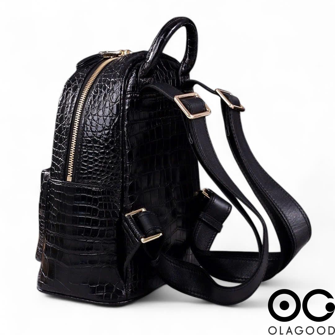 Ba lo nữ da cá sấu cao cấp màu đen - BLD0235S - Hình ảnh 5