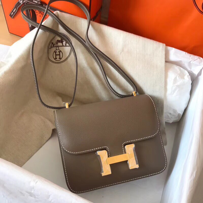 Túi xách đeo vai Hermes Constance 19 màu nâu cafe - HCN023 - Olagood