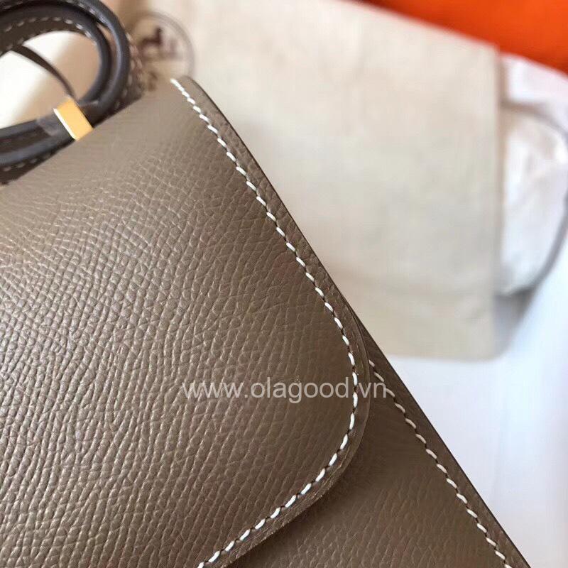 Túi xách đeo vai Hermes Constance 19 màu nâu cafe - HCN023 - Hình ảnh 8