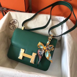Túi xách đeo vai Hermes Constance 19 màu xanh lá - HCX025