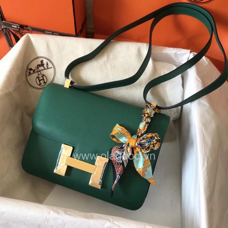 Túi xách đeo vai Hermes Constance 19 màu xanh lá - HCX025