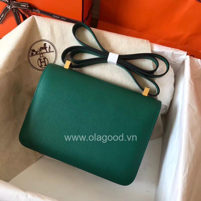 Túi xách đeo vai Hermes Constance 19 màu xanh lá - HCX025 - Hình ảnh 2