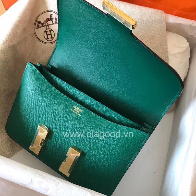 Túi xách đeo vai Hermes Constance 19 màu xanh lá - HCX025 - Hình ảnh 4