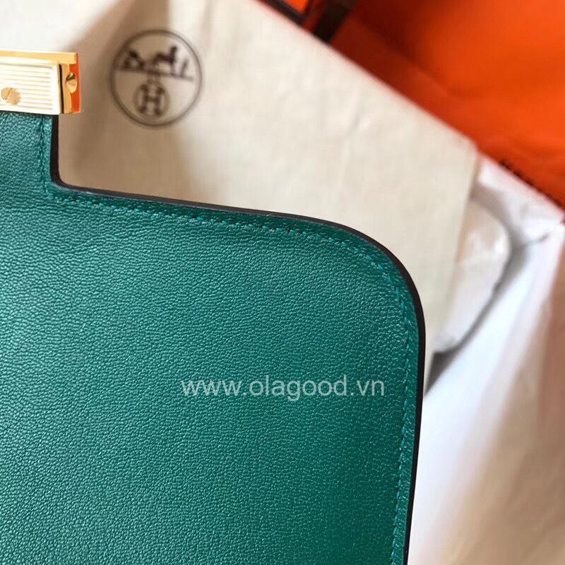 Túi xách đeo vai Hermes Constance 19 màu xanh lá - HCX025 - Hình ảnh 7