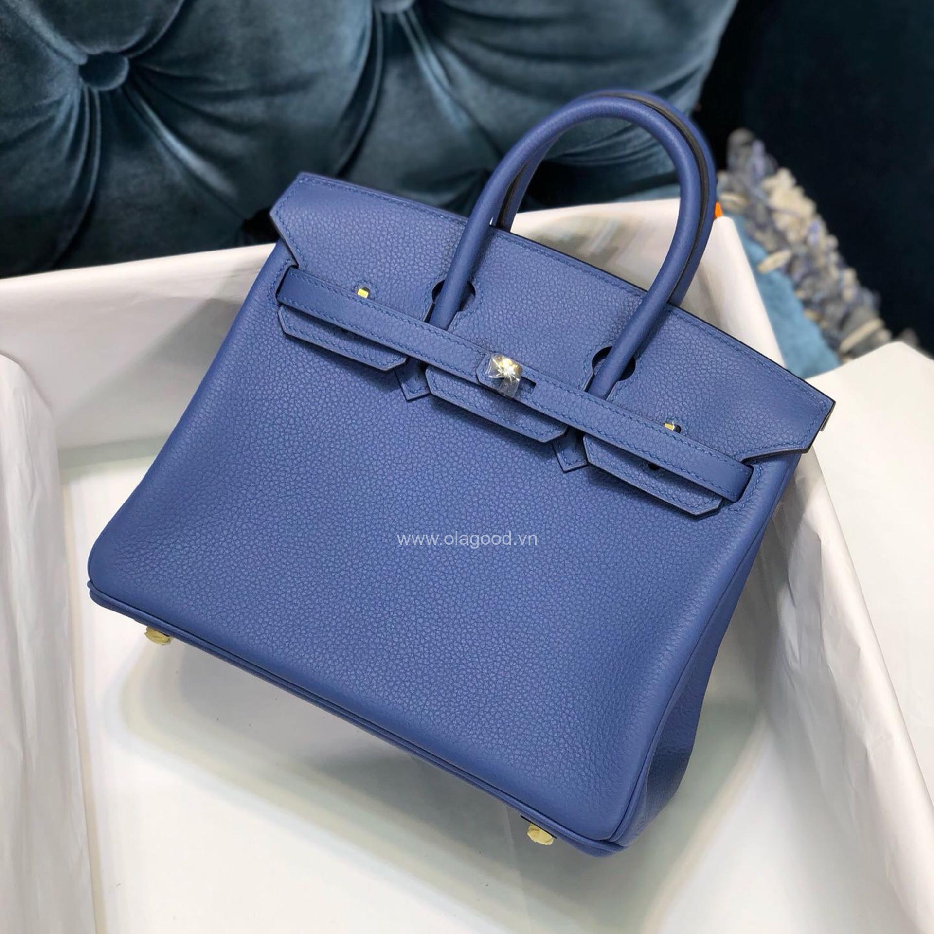 Túi xách Hermes Birkin màu xanh da trời size 25 - HBX025 - Hình ảnh 3