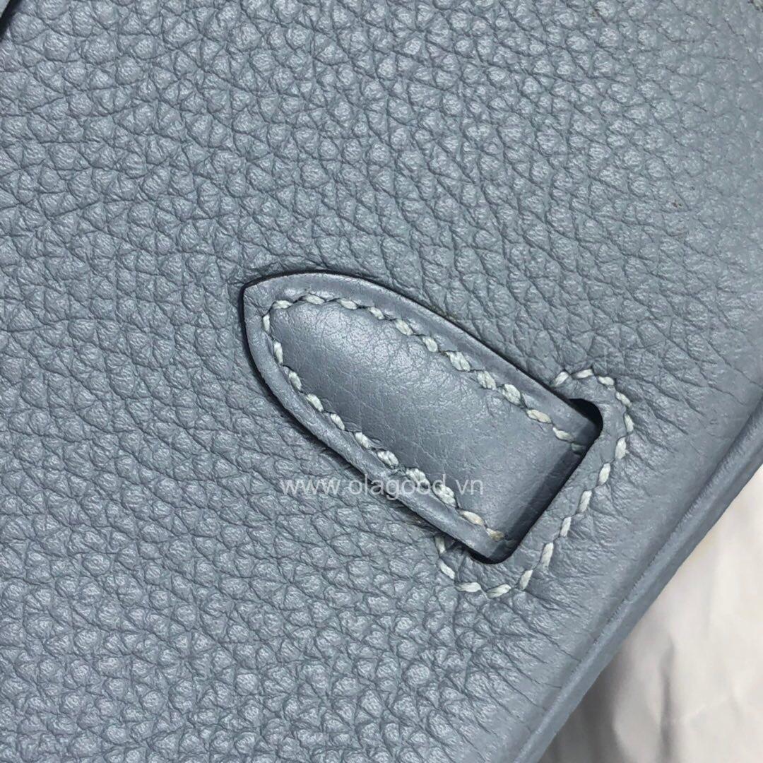 Túi xách Hermes Birkin màu xanh nhạt size 25 - HBX024 - Hình ảnh 5