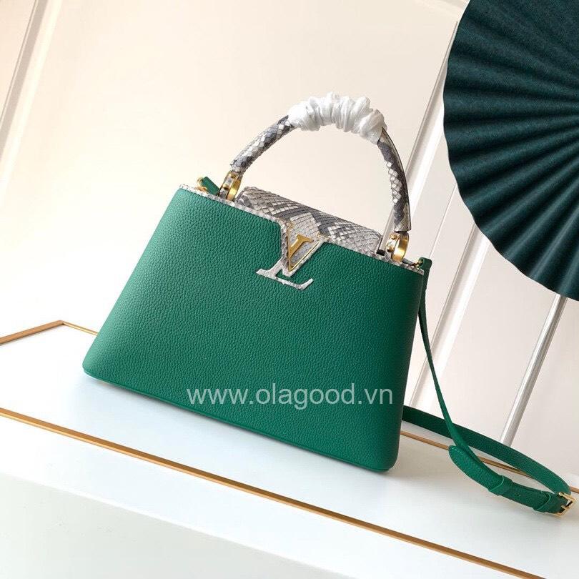 Túi xách Louis Vuitton CAPUCINES PM  kết hợp da trăn màu xánh lá - LVCX022