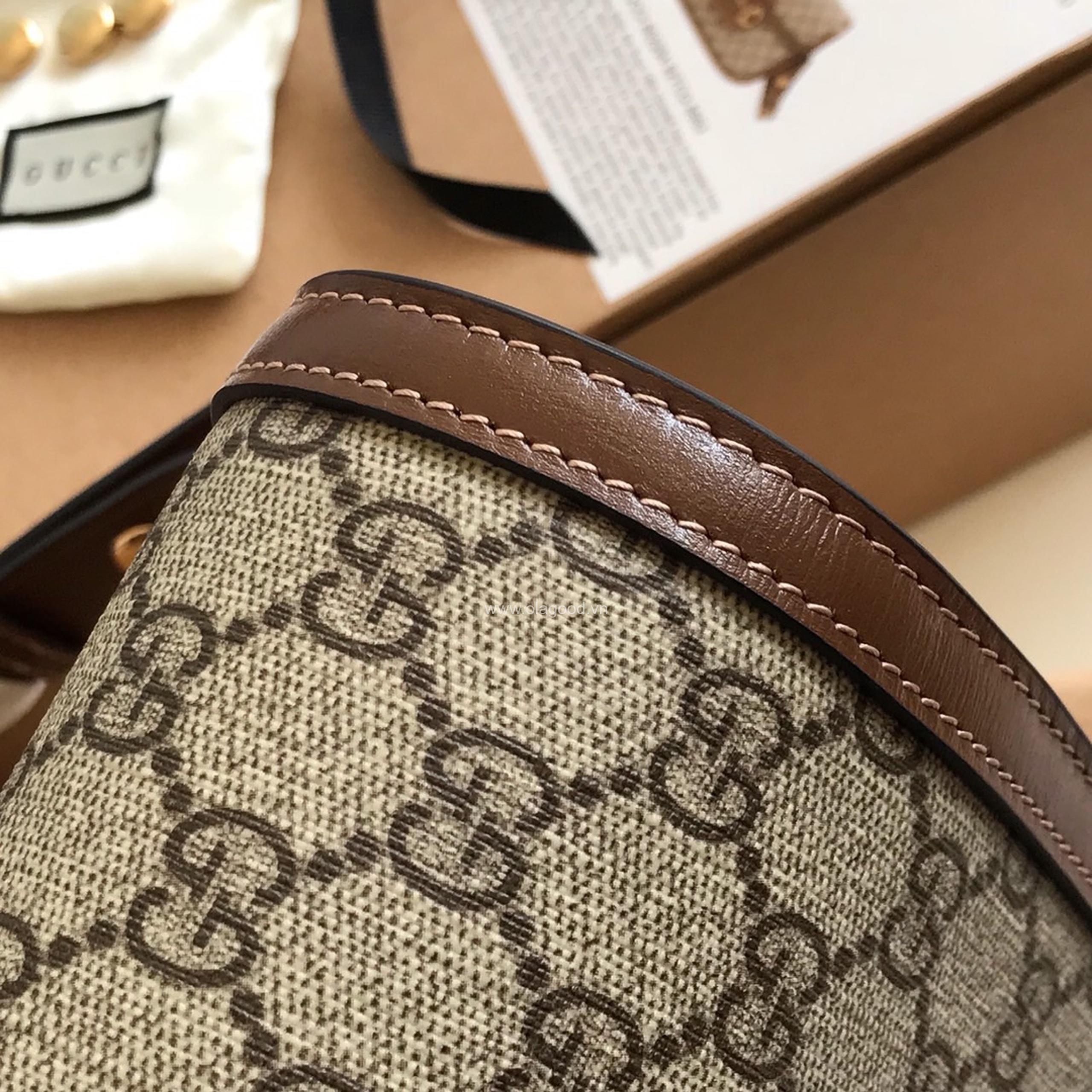 Túi xách khóa ngựa Gucci 1995 viền nâu - GCL95022 - Hình ảnh 5