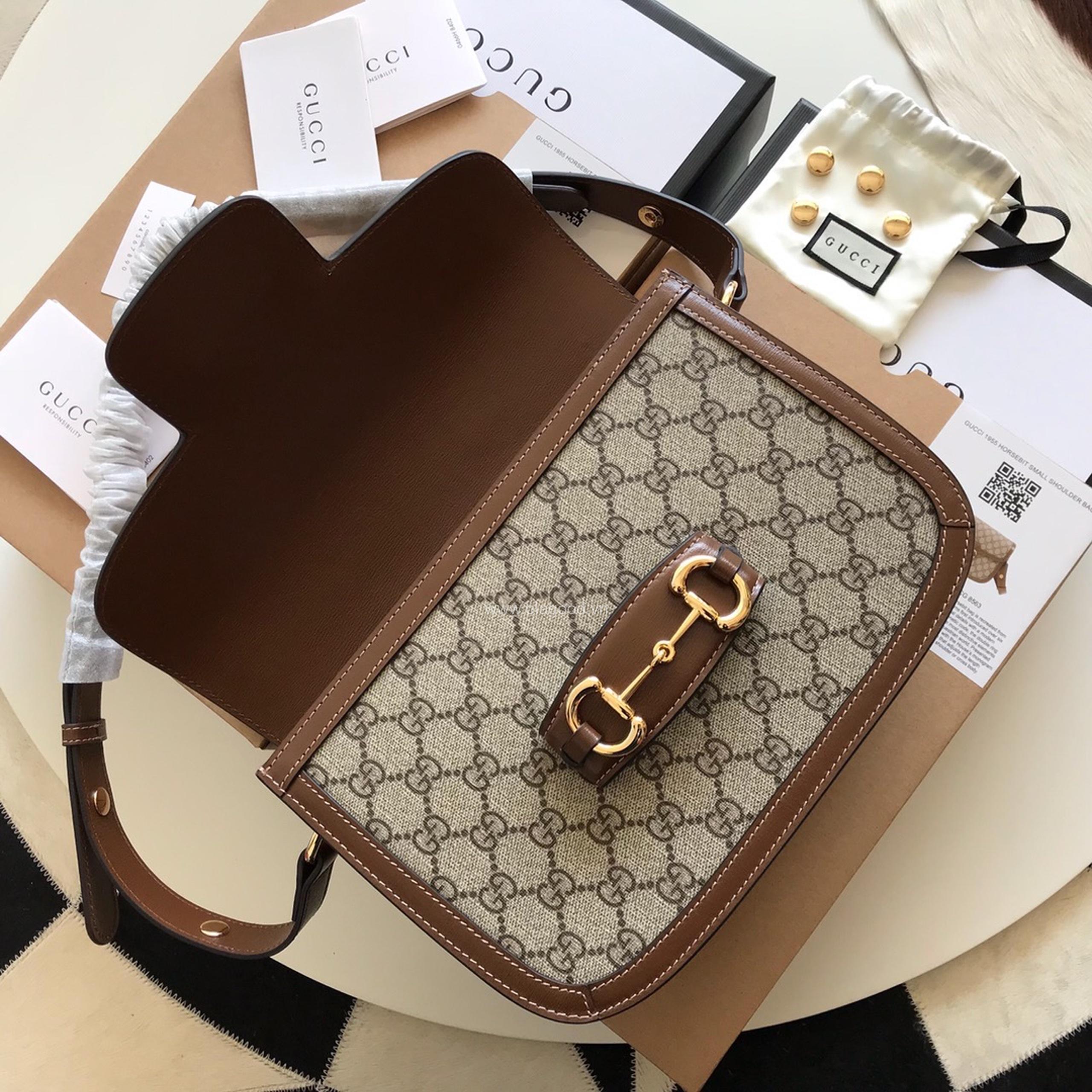 Túi xách khóa ngựa Gucci 1995 viền nâu - GCL95022 - Hình ảnh 7