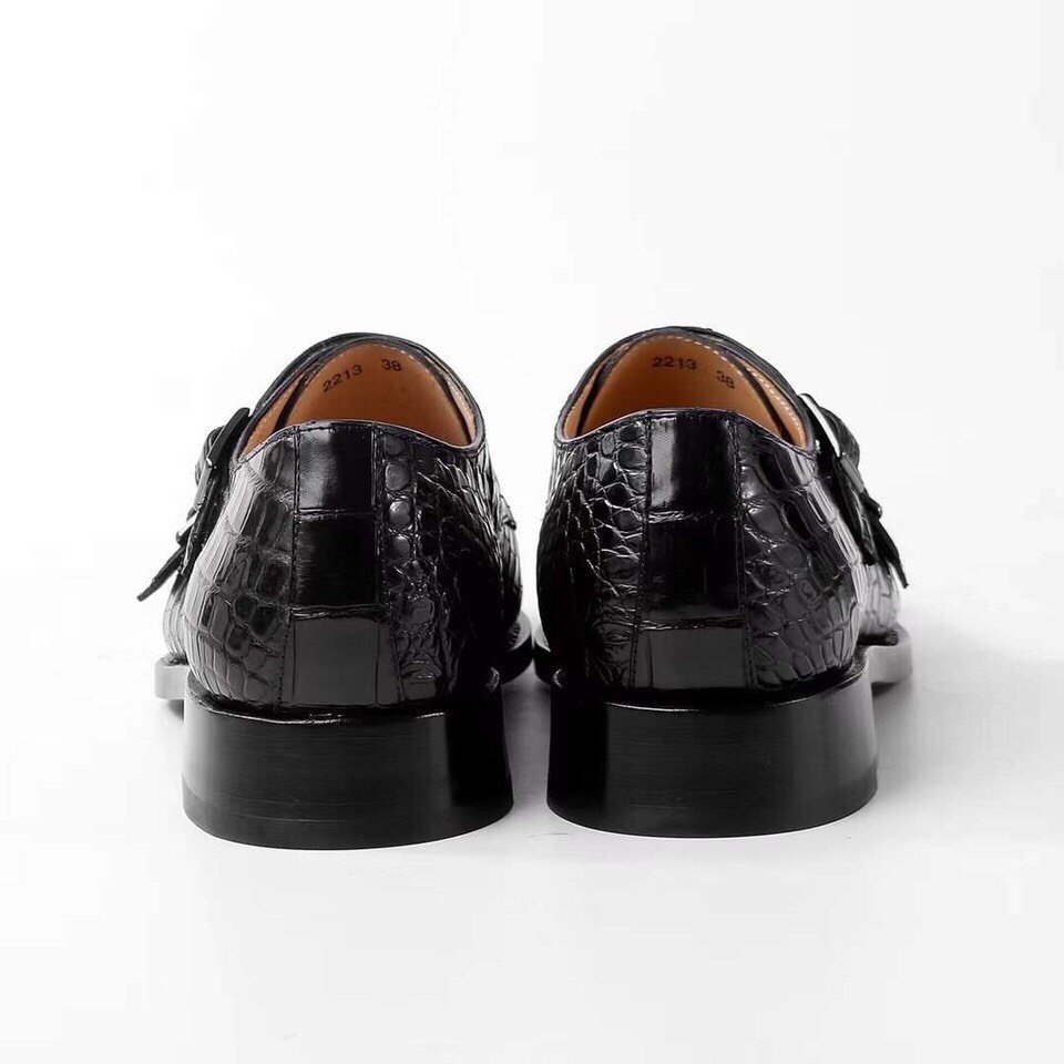 Giày double monk strap da cá sấu 