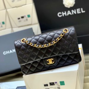 Túi Chanel classic 25 handbag da hạt màu đen - CCD021