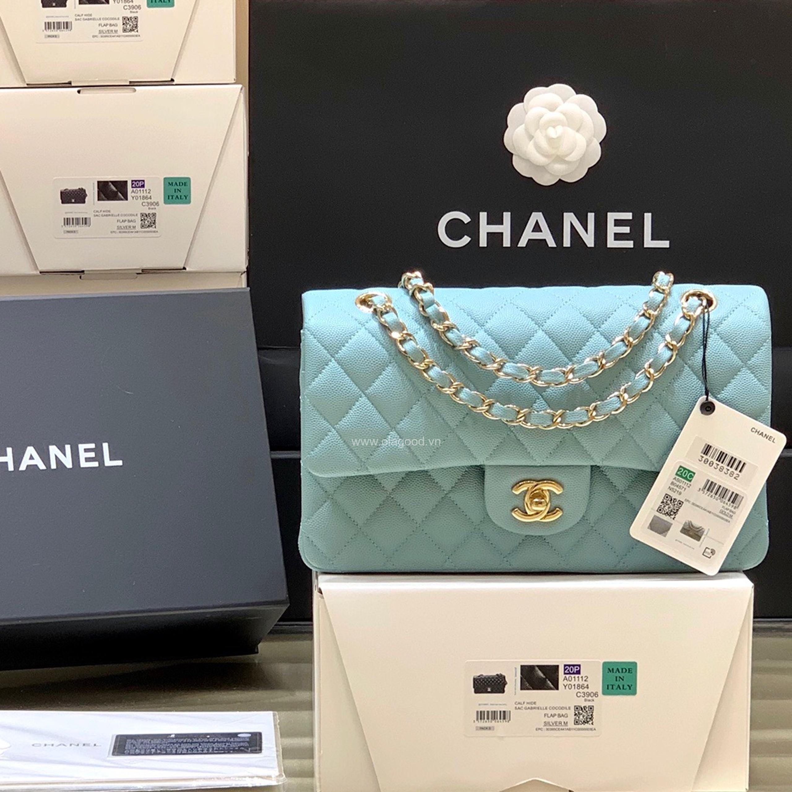 Túi Chanel classic 25 handbag da hạt màu xanh nhạt - CCX023 - Hình ảnh 2