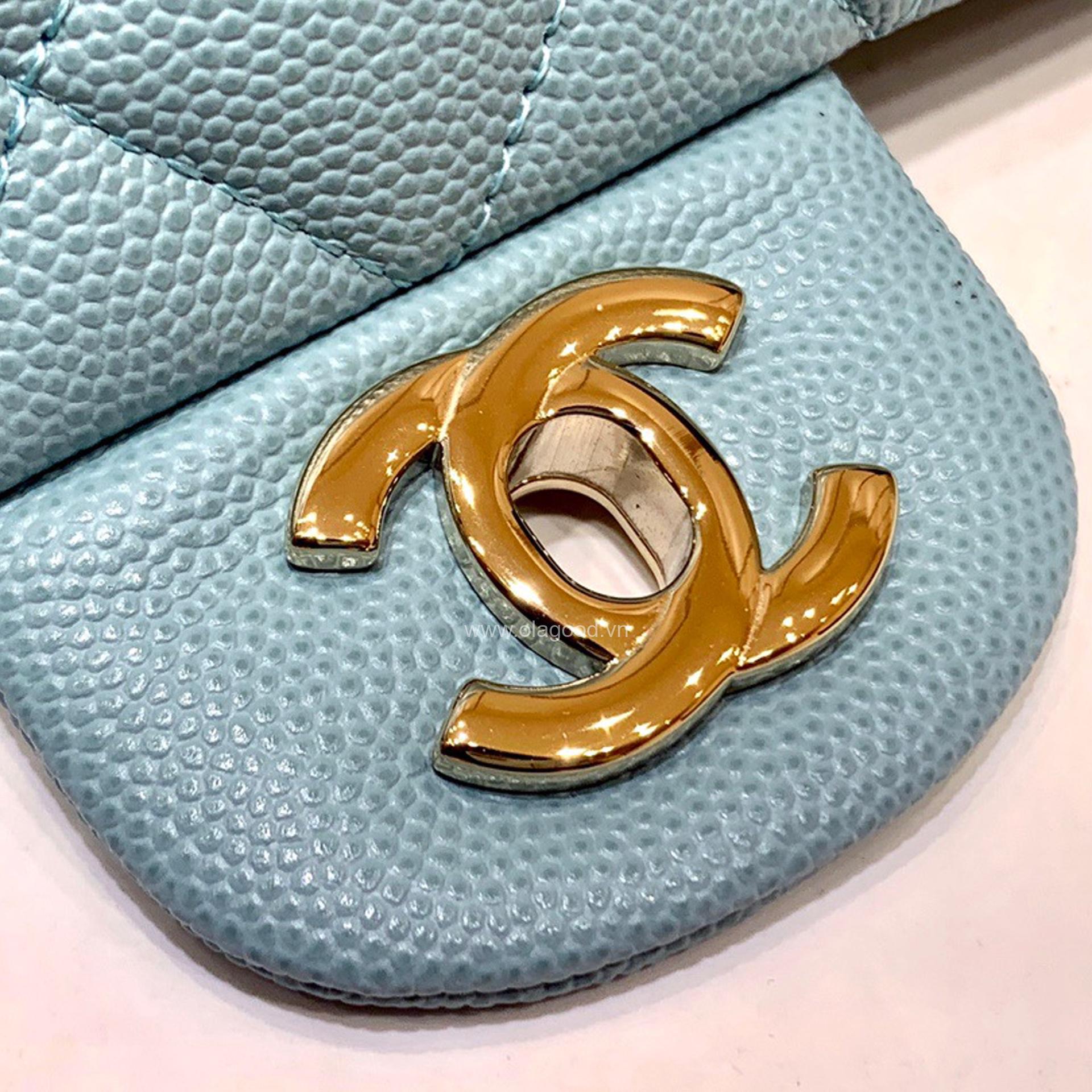 Túi Chanel classic 25 handbag da hạt màu xanh nhạt - CCX023 - Hình ảnh 9