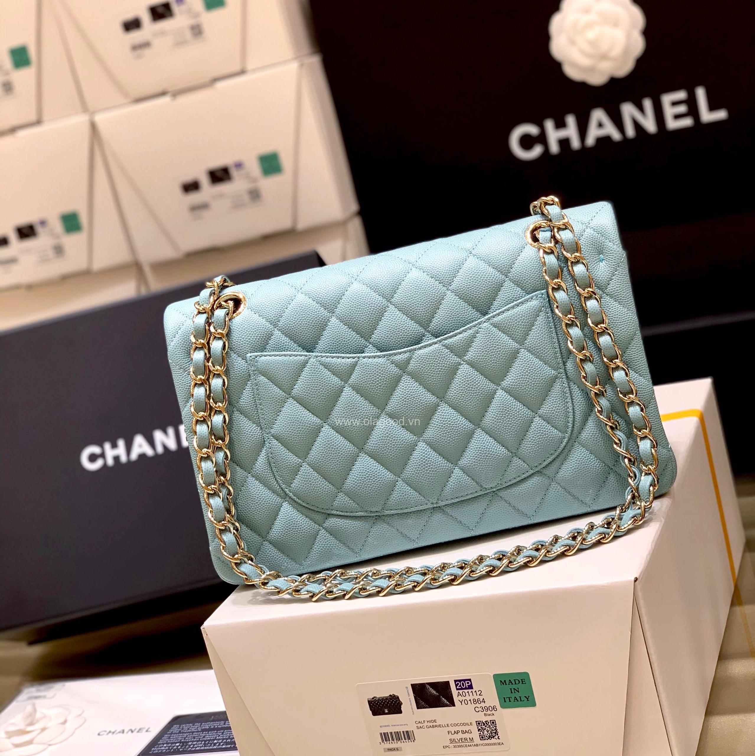 Túi Chanel classic 25 handbag da hạt màu xanh nhạt - CCX023 - Hình ảnh 5