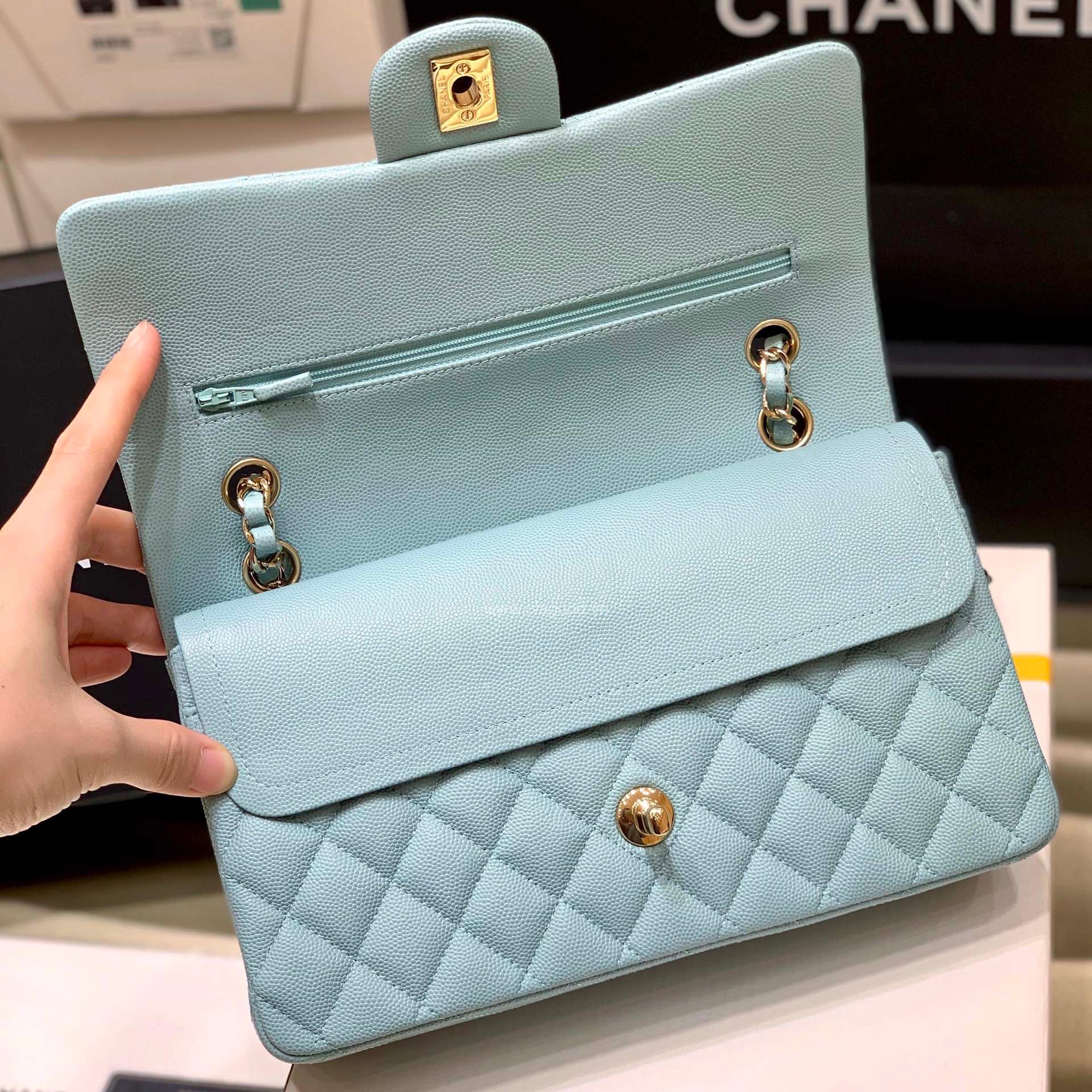 Túi Chanel classic 25 handbag da hạt màu xanh nhạt - CCX023 - Hình ảnh 6