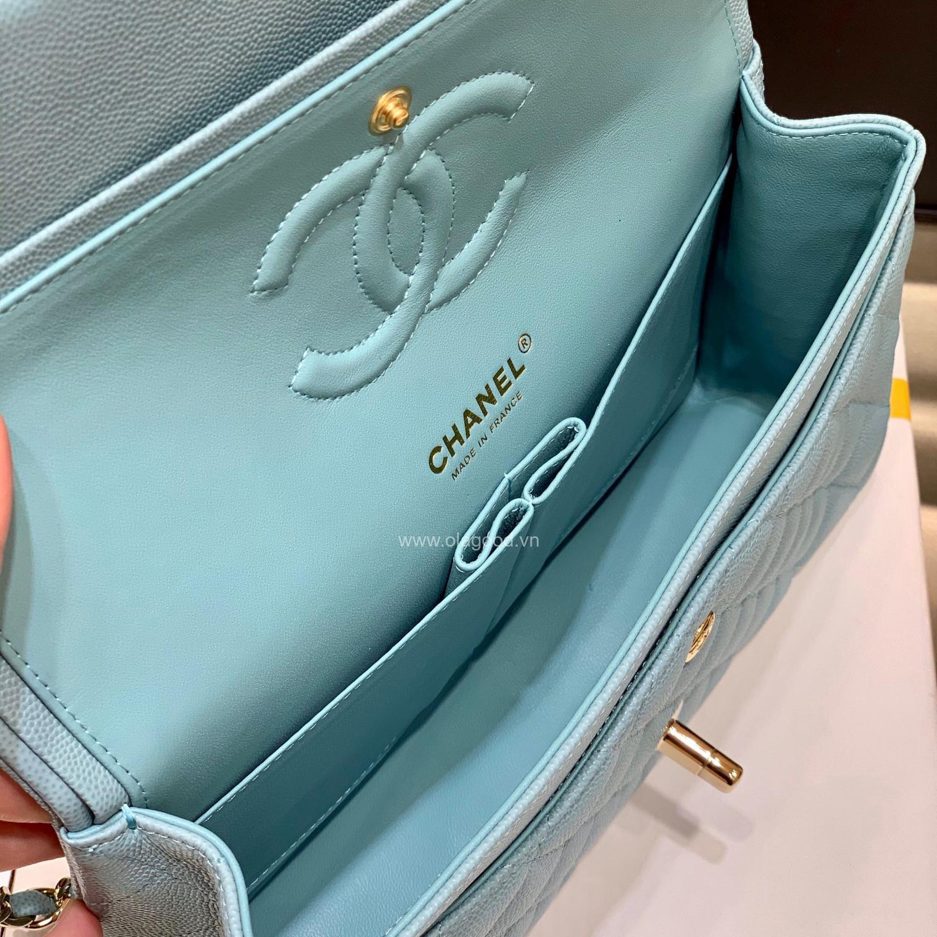 Túi Chanel classic 25 handbag da hạt màu xanh nhạt - CCX023 - Hình ảnh 7