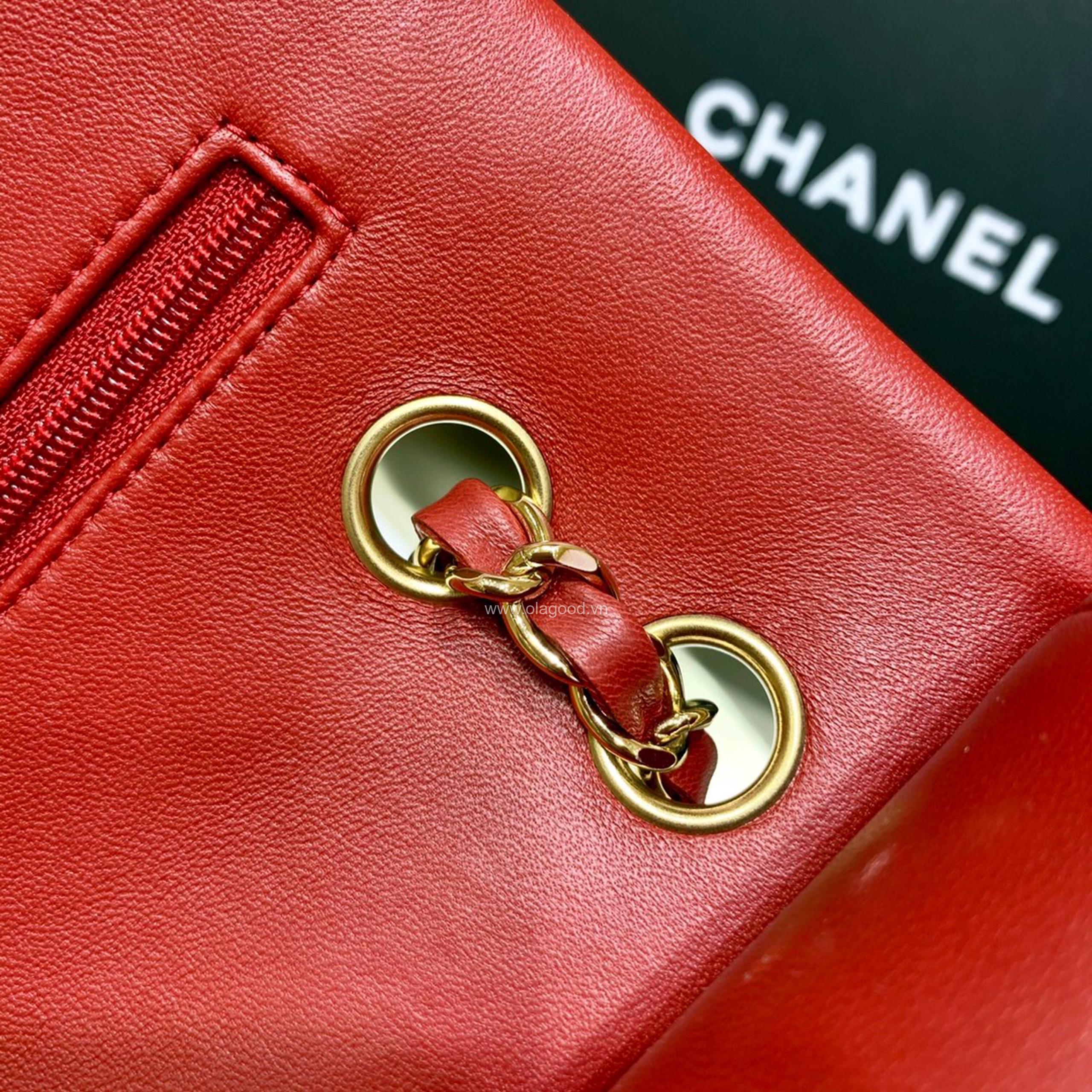 Túi Chanel classic 25 handbag da trơn màu đỏ - CCD025 - Hình ảnh 14