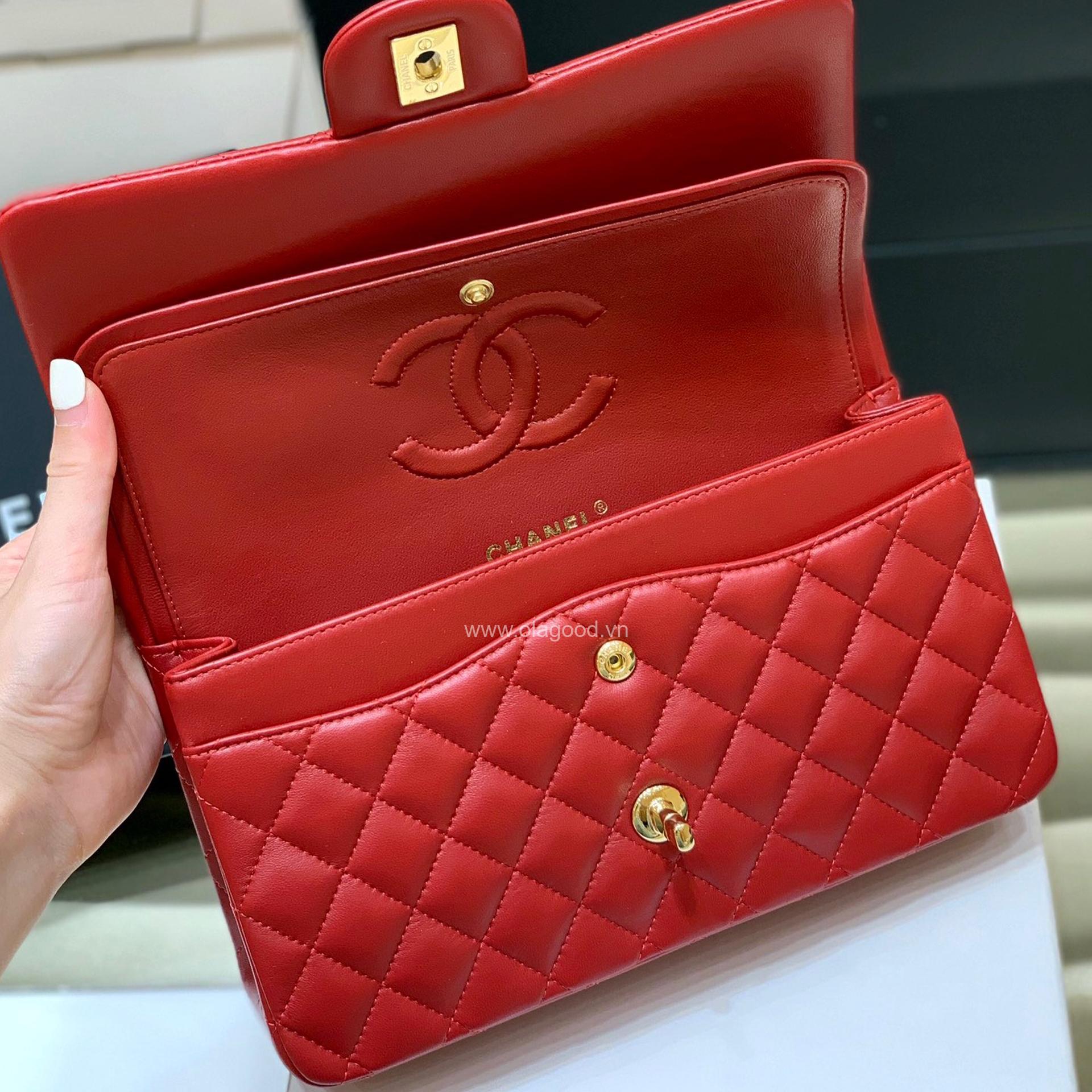 Túi Chanel classic 25 handbag da trơn màu đỏ - CCD025 - Hình ảnh 6