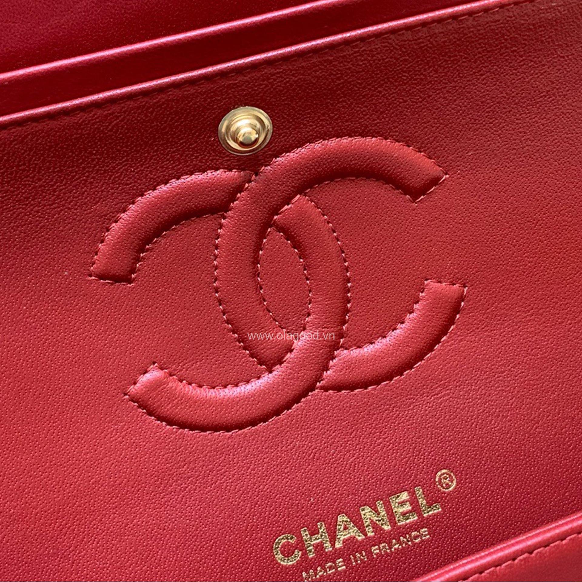 Túi Chanel classic 25 handbag da trơn màu đỏ - CCD025 - Hình ảnh 7