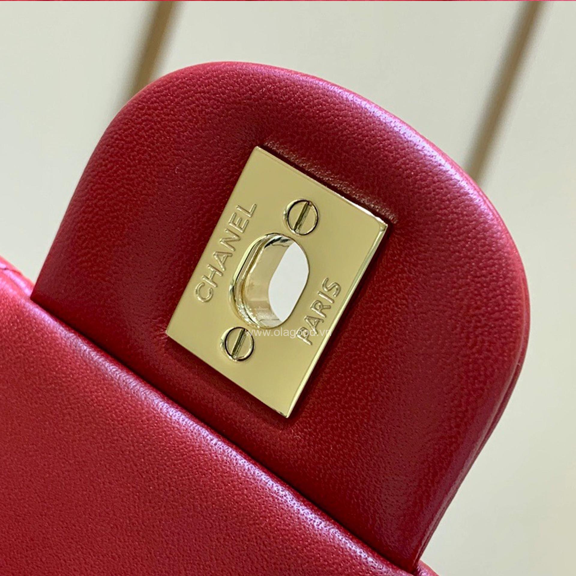 Túi Chanel classic 25 handbag da trơn màu đỏ - CCD025 - Hình ảnh 12