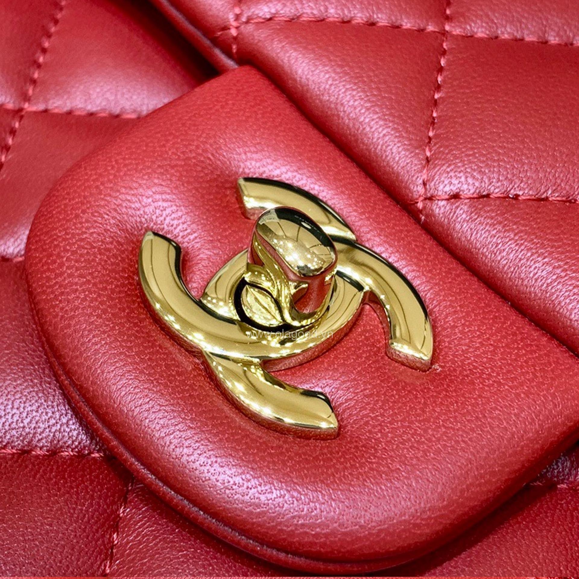 Túi Chanel classic 25 handbag da trơn màu đỏ - CCD025 - Hình ảnh 10