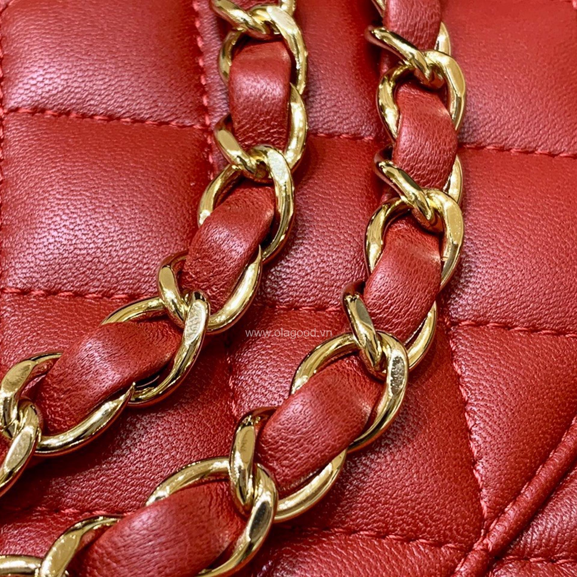Túi Chanel classic 25 handbag da trơn màu đỏ - CCD025 - Hình ảnh 8