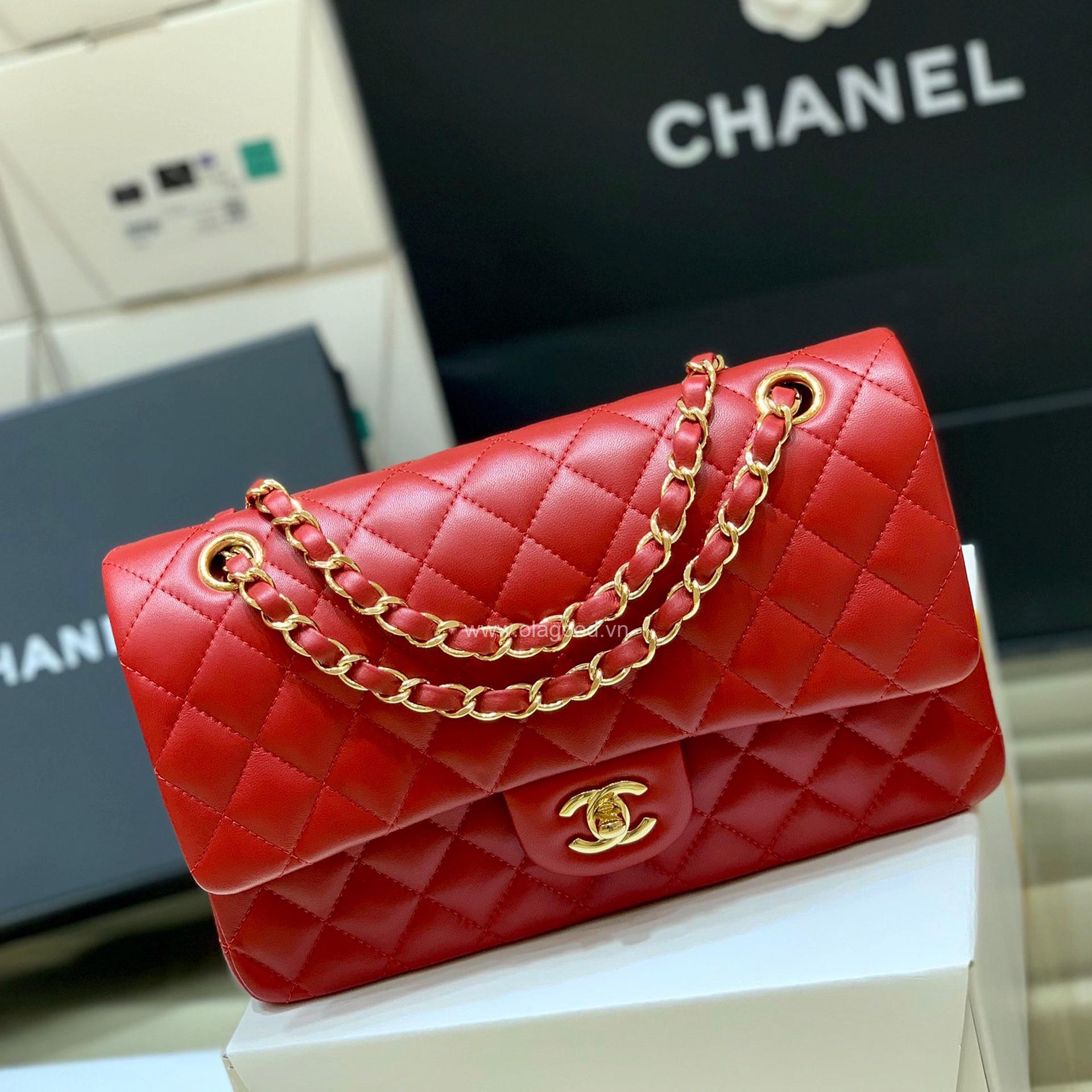 Túi Chanel classic 25 handbag da trơn màu đỏ - CCD025