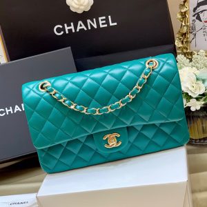 Túi Chanel classic 25 handbag da trơn màu xanh ngọc - CCX026
