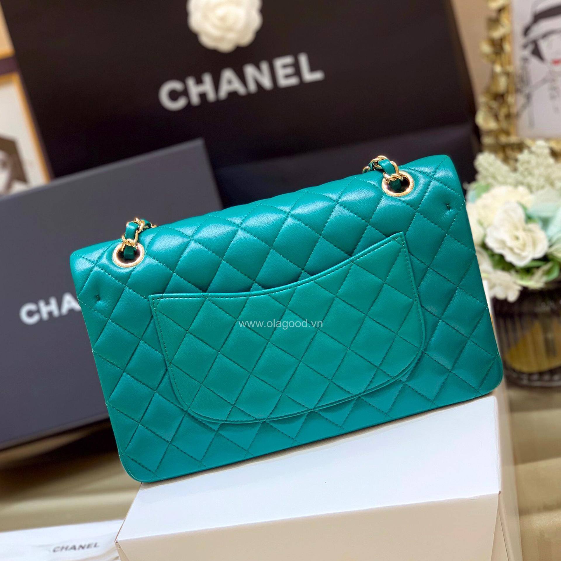 Túi Chanel classic 25 handbag da trơn màu xanh ngọc - CCX026 - Hình ảnh 2