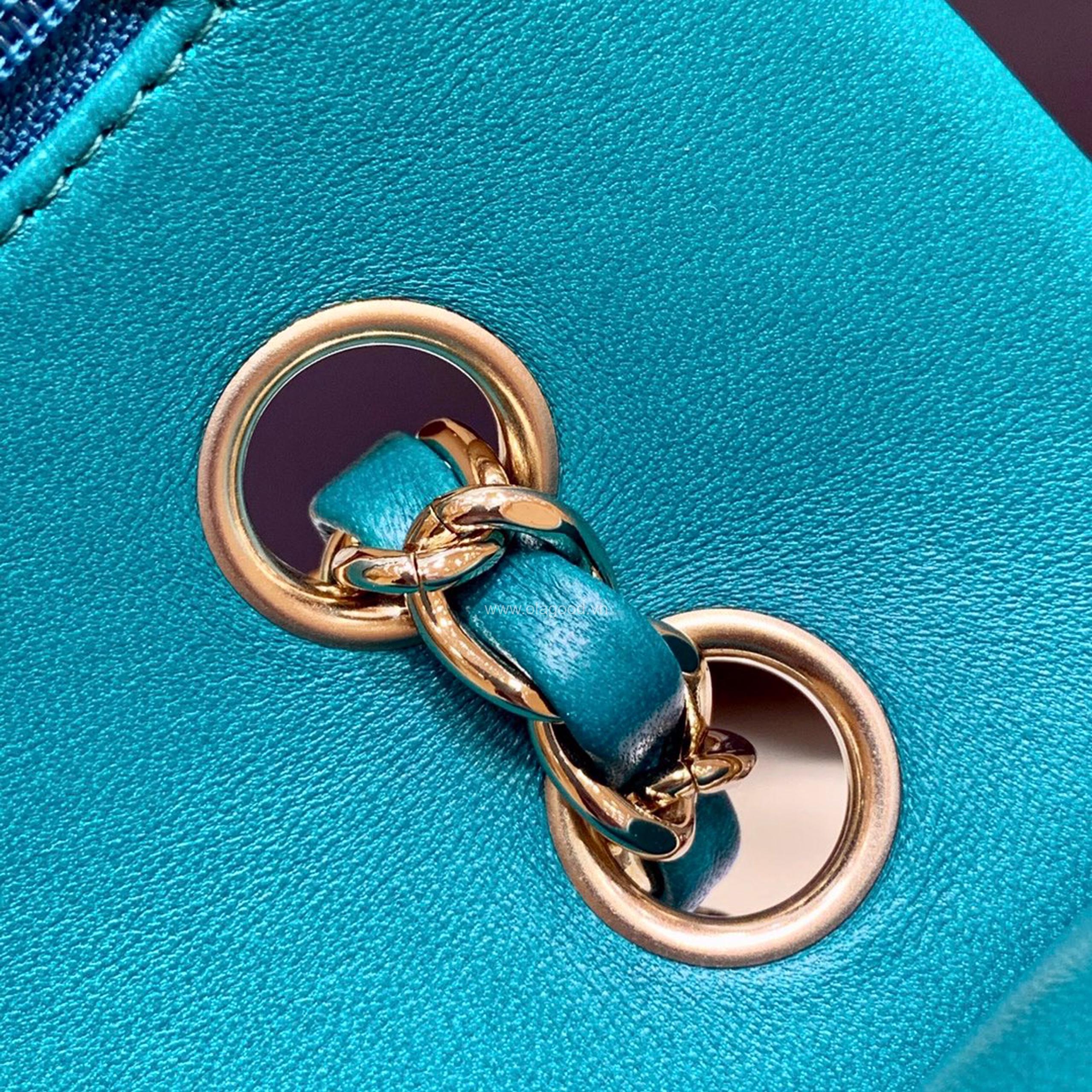 Túi Chanel classic 25 handbag da trơn màu xanh ngọc - CCX026 - Hình ảnh 13