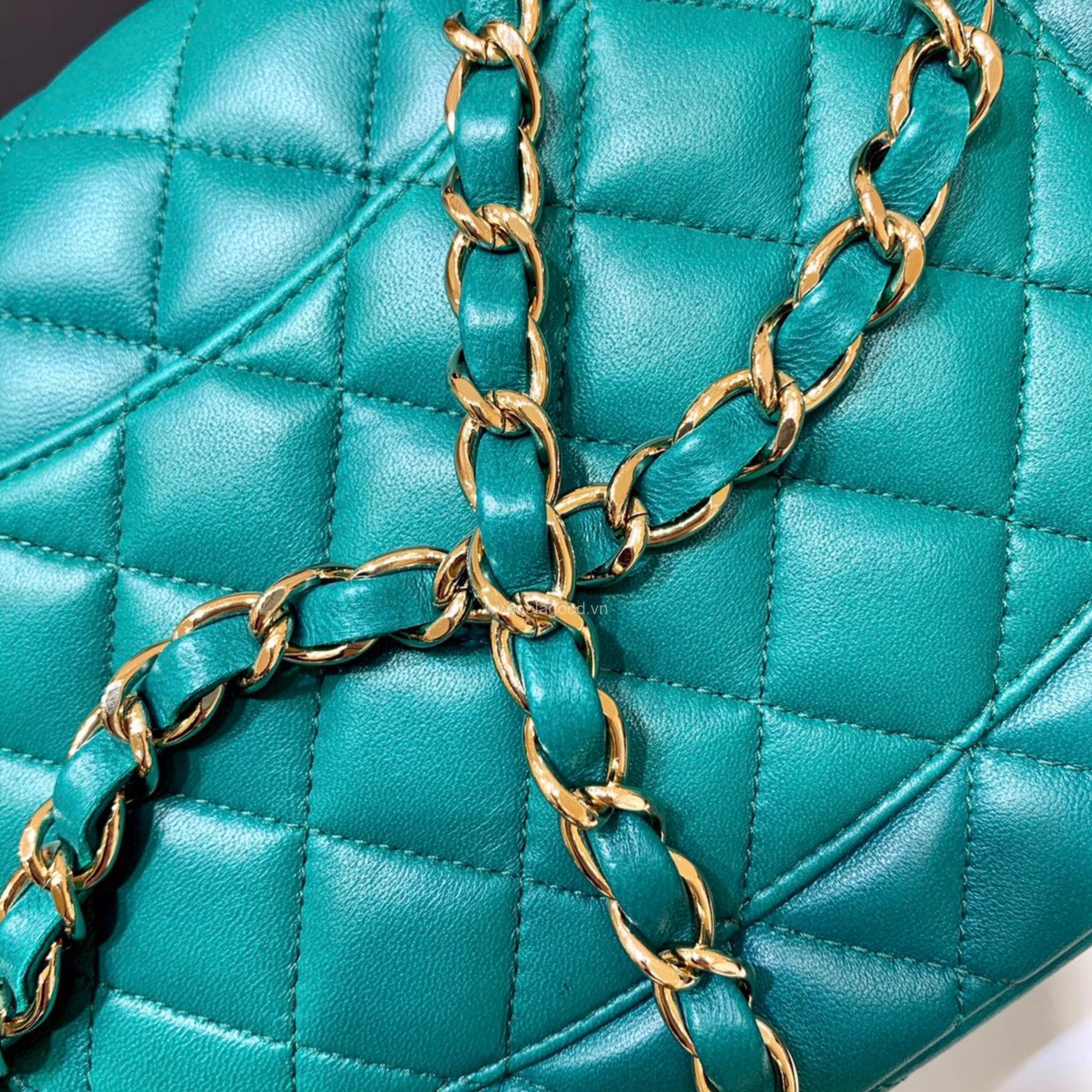 Túi Chanel classic 25 handbag da trơn màu xanh ngọc - CCX026 - Hình ảnh 12