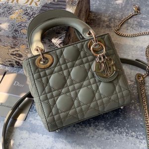 Túi xách dior lady 3 mắt màu xám xanh - DOLX021